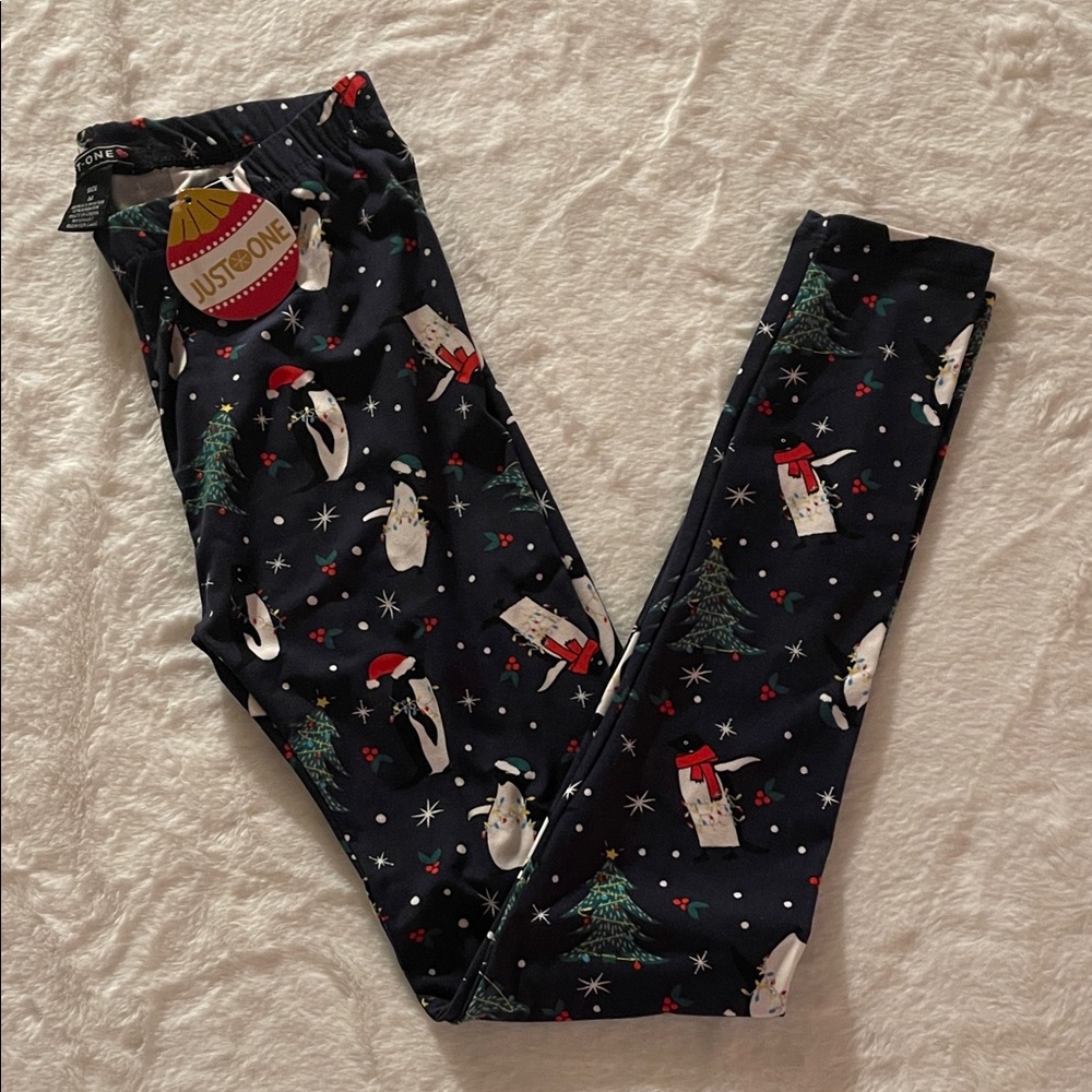 NWT   Tweens Blue Snowman Print Leggings SZ M